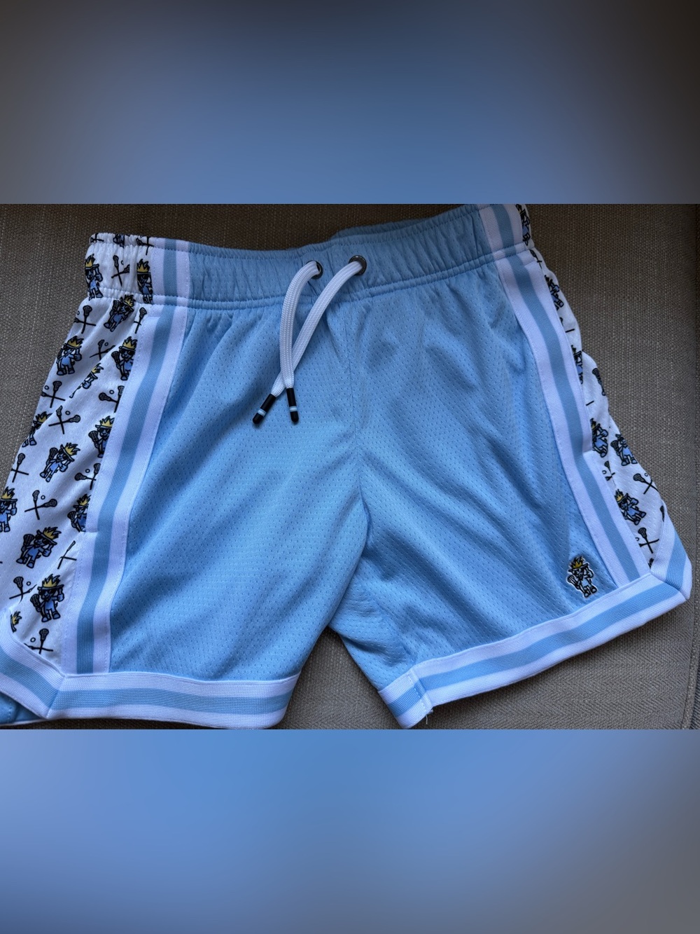 Youth GOAT lacrosse shorts Light Blue Athletic Mesh Shorts with Drawstring